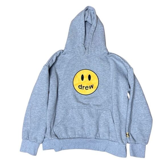 Drew House Just Bieber Gray Cropped Hoodie Medium - Picture 2 of 8